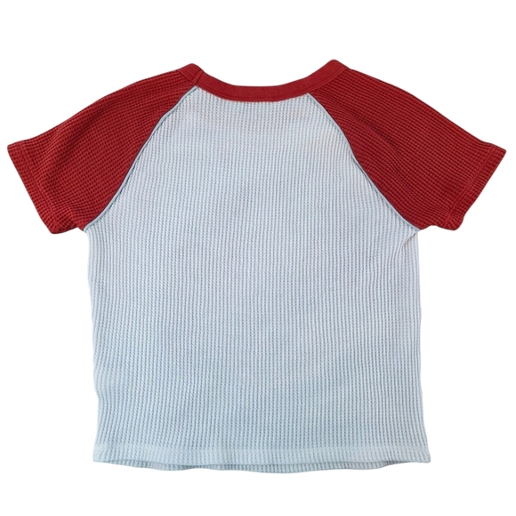 SO Waffle Knit Raglan Tee – Red & White – Junior's Size M Fall Layering Sporty - Picture 4 of 6